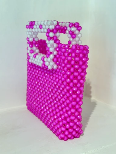 Magenta & Ivory Square-Handle Tote — Moda Park, view 3