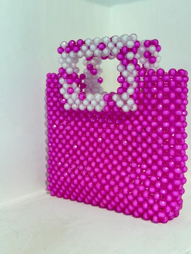 Magenta & Ivory Square-Handle Tote — Moda Park, view 4