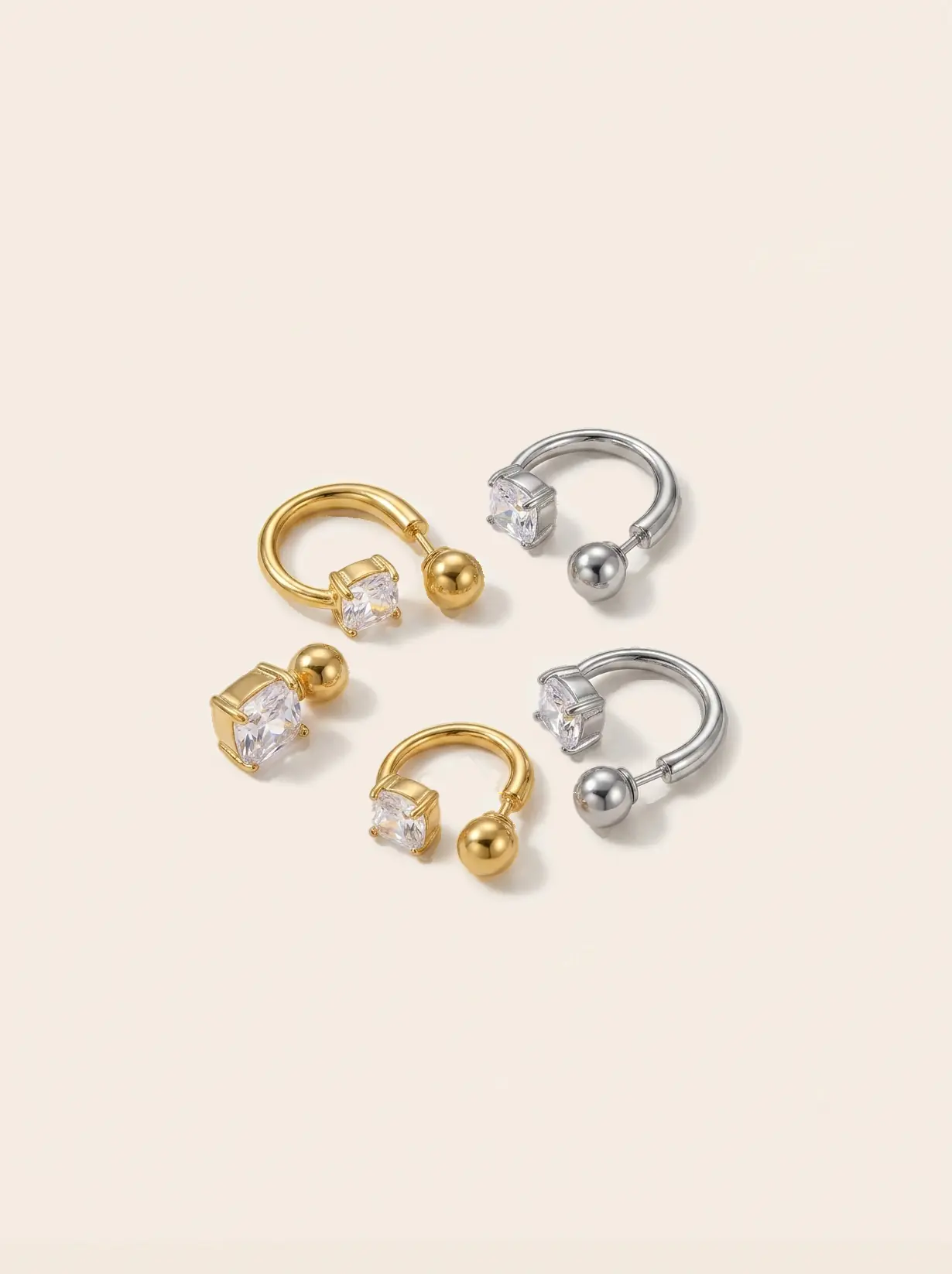 Aurora Solitaire Hook Earrings — Solène Paris