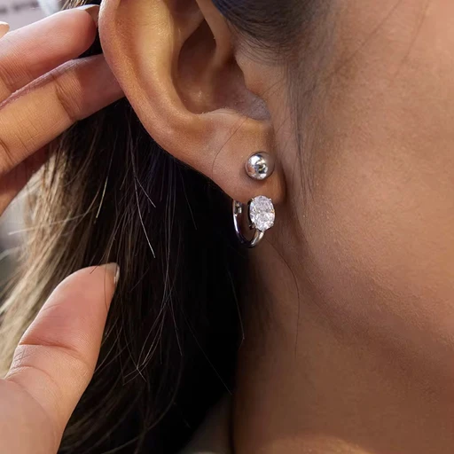 Aurora Solitaire Hook Earrings — Solène Paris, view 5